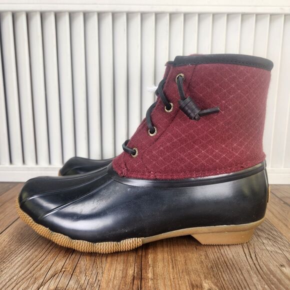 Sperry Saltwater Emboss Woolcord Women's 6.5 M Red Insulated Duck Boots STS85836 - Picture 4 of 13